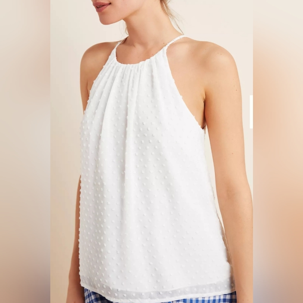 Anthropologie Brand Called "Sunday in Brooklyn" White Halter Tank Top Size M
